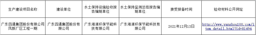 广东四通集团股份有限公司凤新厂区工程一期水土保持设施自主验收报备公示.png